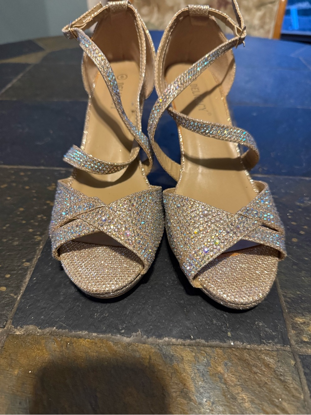 Delicacy Rose Gold Glitter Strappy Heeled Sandals